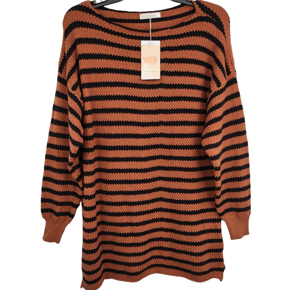 NWT KIRUNDO Fall‎ Winter Oversized Long Sleeve Striped Sweater Casual Small